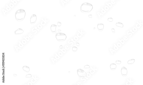 Vector water drop, drops, droplets. PNG drops, condensation on glass, on various surfaces. Realistic drops on a transparent background. Rain and dew.	
