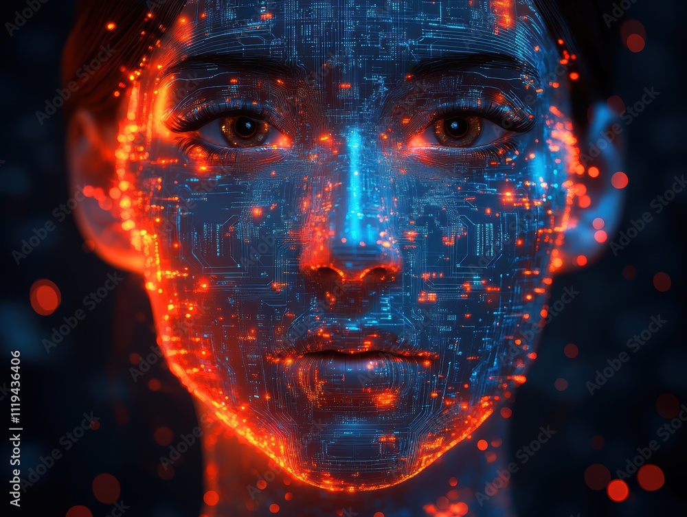 Transparent Human Head with AI Conceptual Art Transparent Human Head with AI Conceptual Art