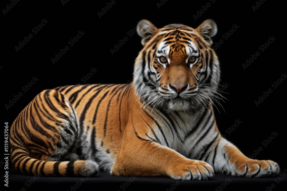 Fototapeta premium there is a tiger that is laying down on the ground