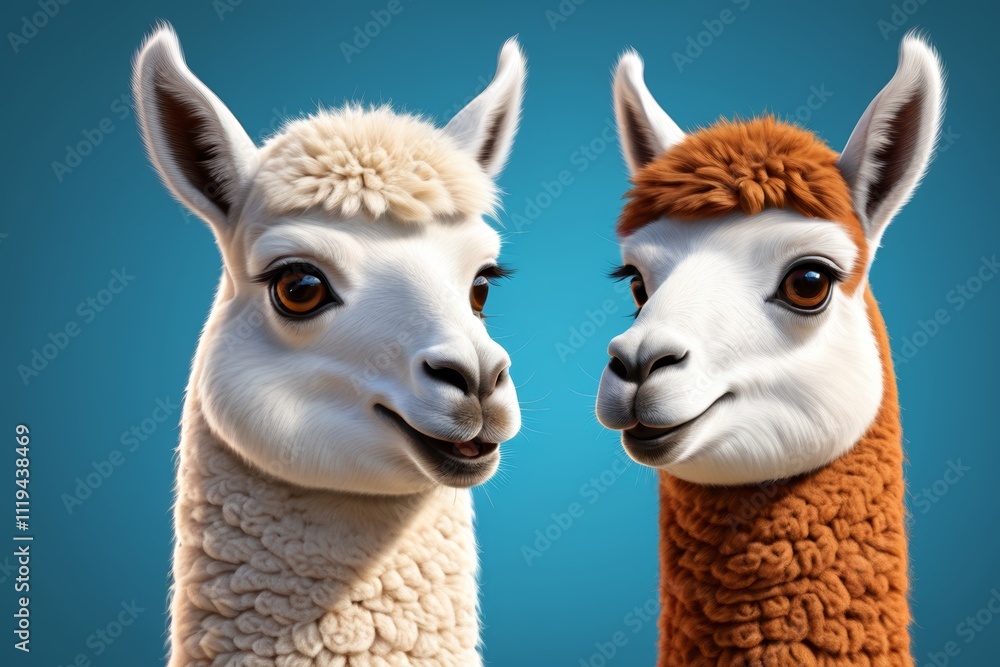 Obraz premium there are two llamas that are standing next to each other