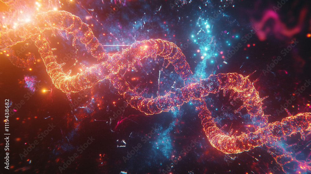 abstract digital dna strand with particals double helix of deoxyribonucleic acid abstract digital dna strand with particals double helix of deoxyribonucleic acid
