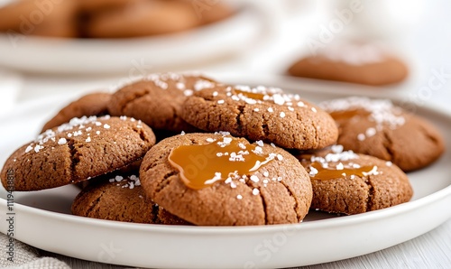 Ginger snaps with caramel drizzle and sea salt. Generative AI 