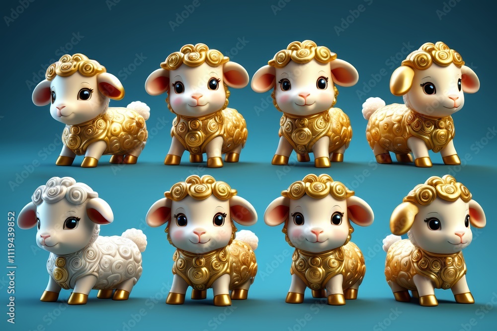 Naklejka premium araffes with golden hair and a golden crown on their heads