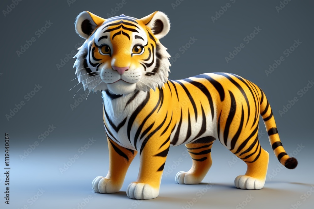Obraz premium a close up of a tiger toy on a gray background