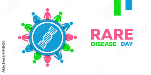 Rare Disease Day. Peoples, and dna. Great for cards, banners, posters, social media and more. White background.  