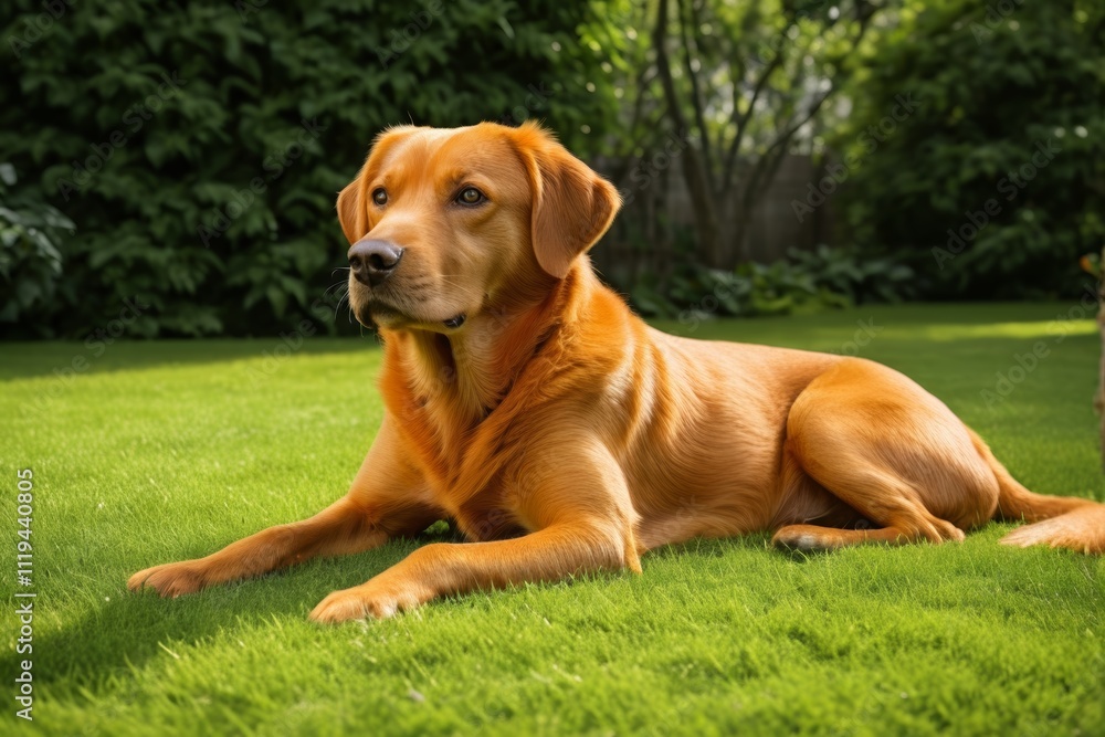there is a dog that is laying down in the grass there is a dog that is laying down in the grass