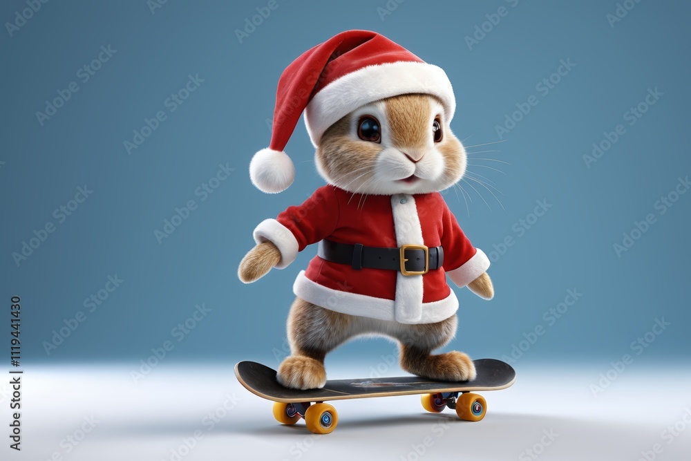 araffe dressed as santa claus riding a skateboard on a blue background araffe dressed as santa claus riding a skateboard on a blue background