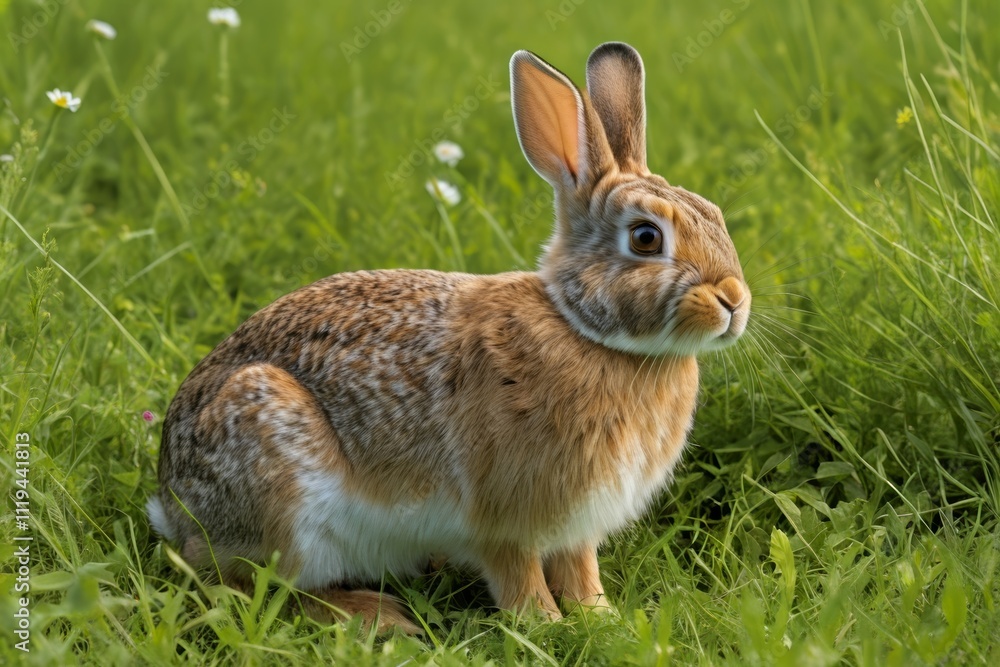 Fototapeta premium there is a rabbit that is sitting in the grass