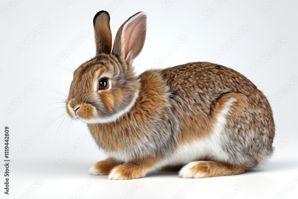 Fototapeta premium there is a rabbit that is sitting on the ground looking at something