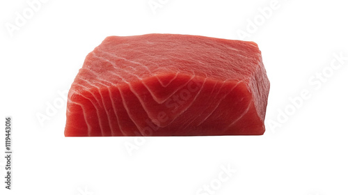 Slicing raw tuna steak transparent background culinary showcase