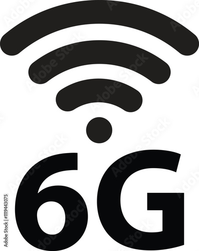 6G internet icon isolated on white background . 6g icon with wifi symbol . Vector illustration