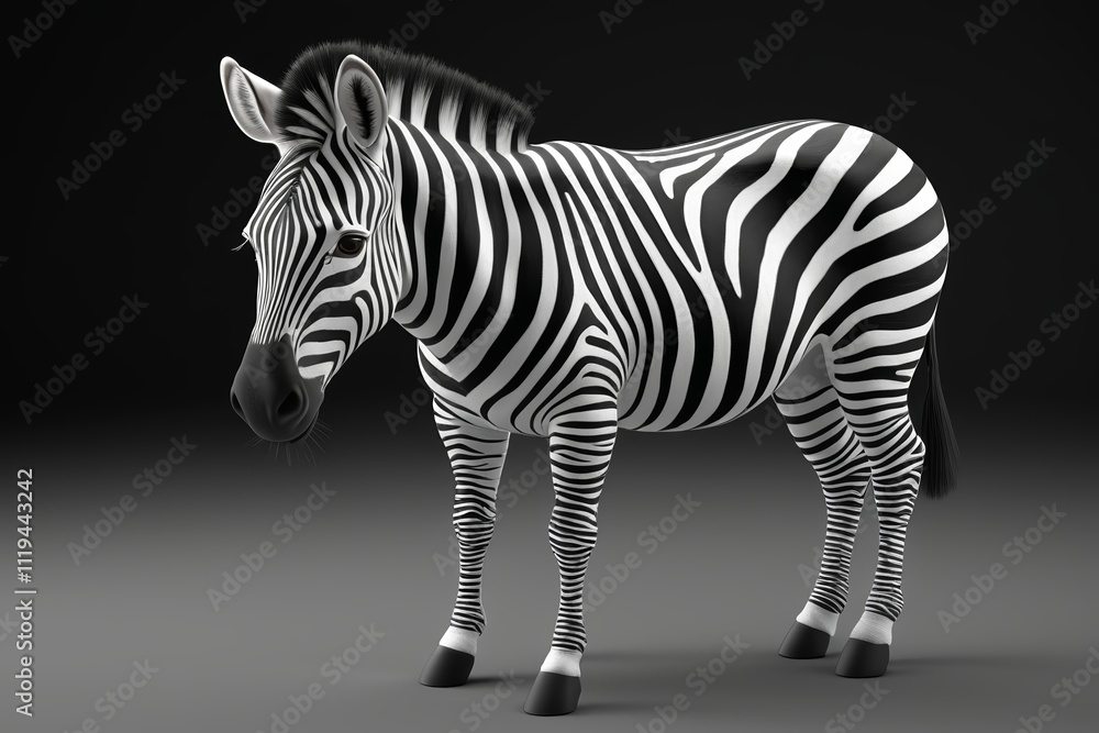 Obraz premium zebra standing in front of a black background with a white stripe