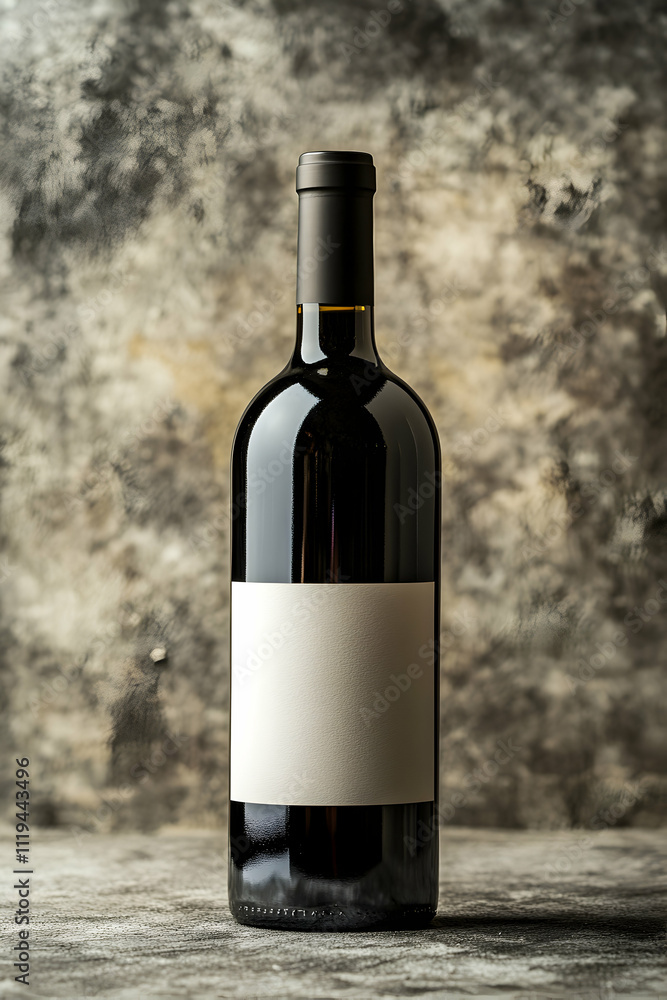 Fototapeta premium bottle of red wine with a blank white label