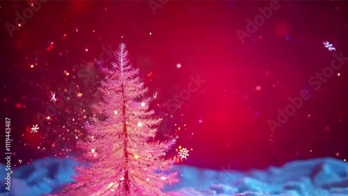 red christmas tree with snowflakes