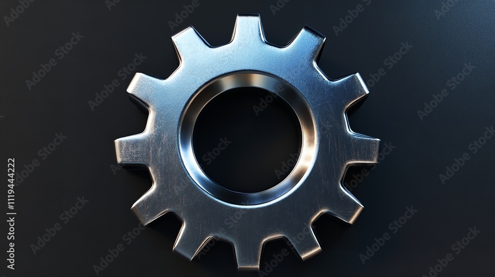 A single metal gear on a black background A single metal gear on a black background