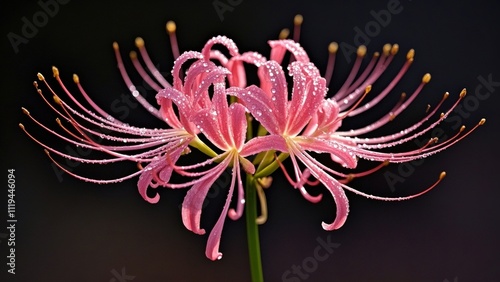 Rain and dew light red spider lily