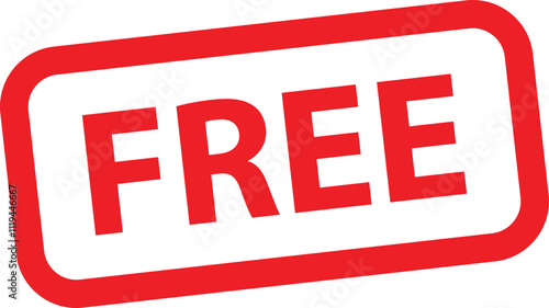 Free stamp icon isolated on white background . Red free stamp label icon . Vector
