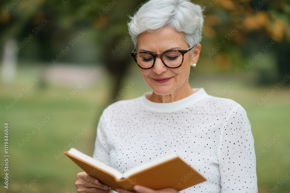 Retirement fulfills dreams of a happy lifestyle. Reading outdoors in nature. Retirement fulfills dreams of a happy lifestyle. Reading outdoors in nature.