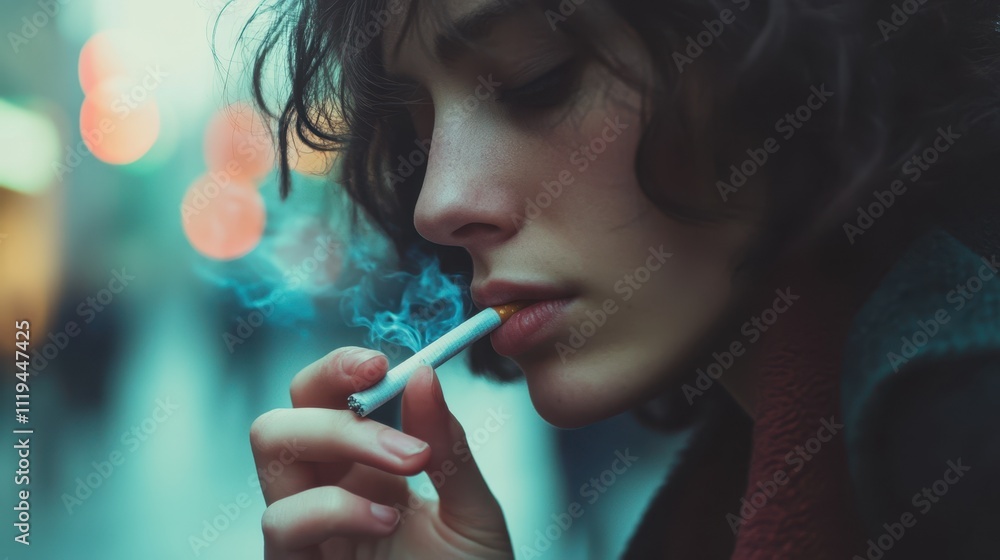 Obraz premium The Woman with Cigarette Smoke