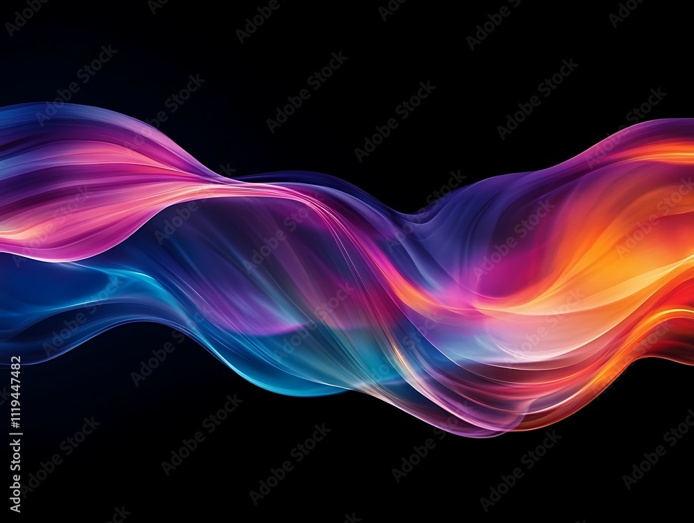 A fitting title for this image could be: Chromatic Twists: The Dance of Radiant Ribbons A fitting title for this image could be: Chromatic Twists: The Dance of Radiant Ribbons