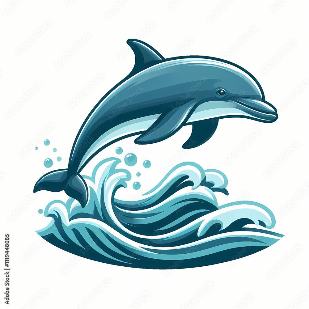 Fototapeta premium illustration of Irrawaddy Dolphin against white background 