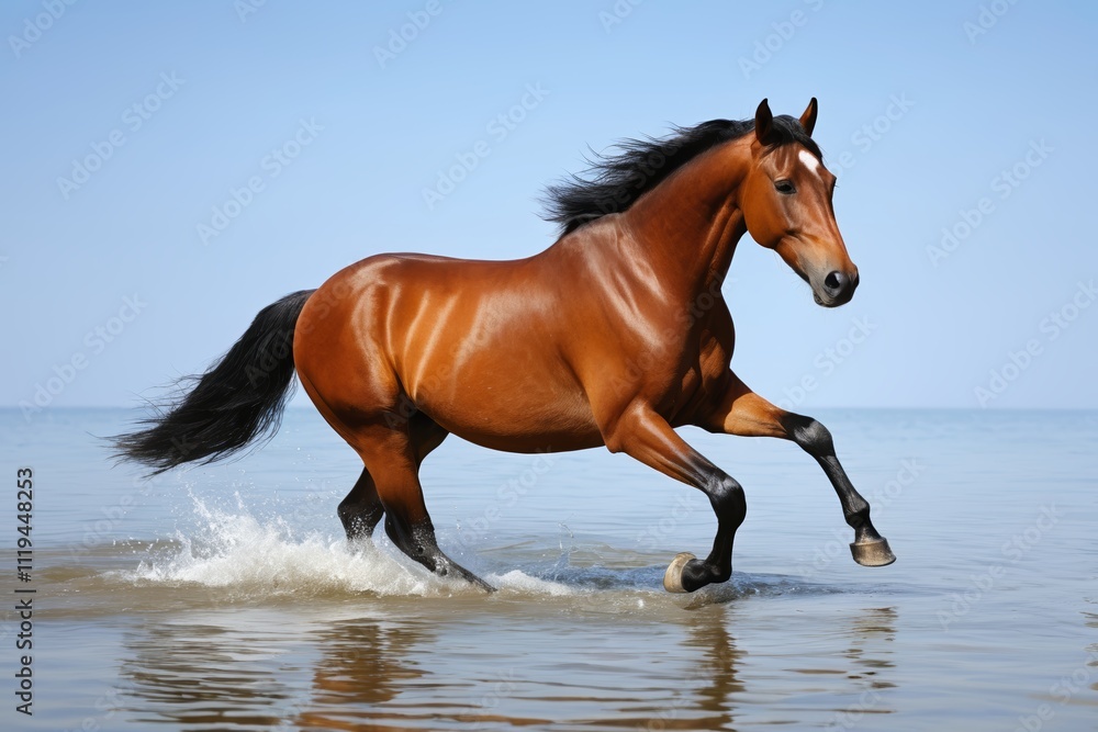 there is a horse that is running in the water