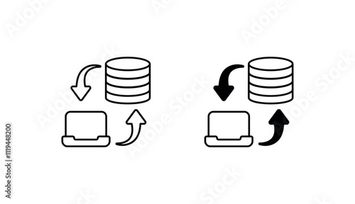 Data migration icon design with white background stock illustration