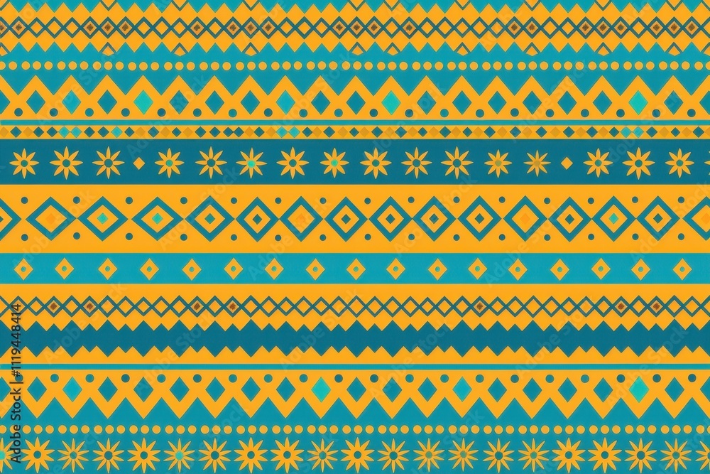 A colorful pattern with yellow and blue stripes and squares A colorful pattern with yellow and blue stripes and squares