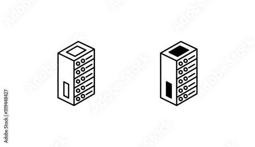 Server Room icon design with white background stock illustration