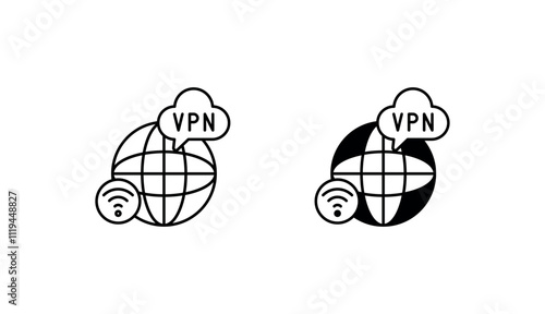 VPN icon design with white background stock illustration