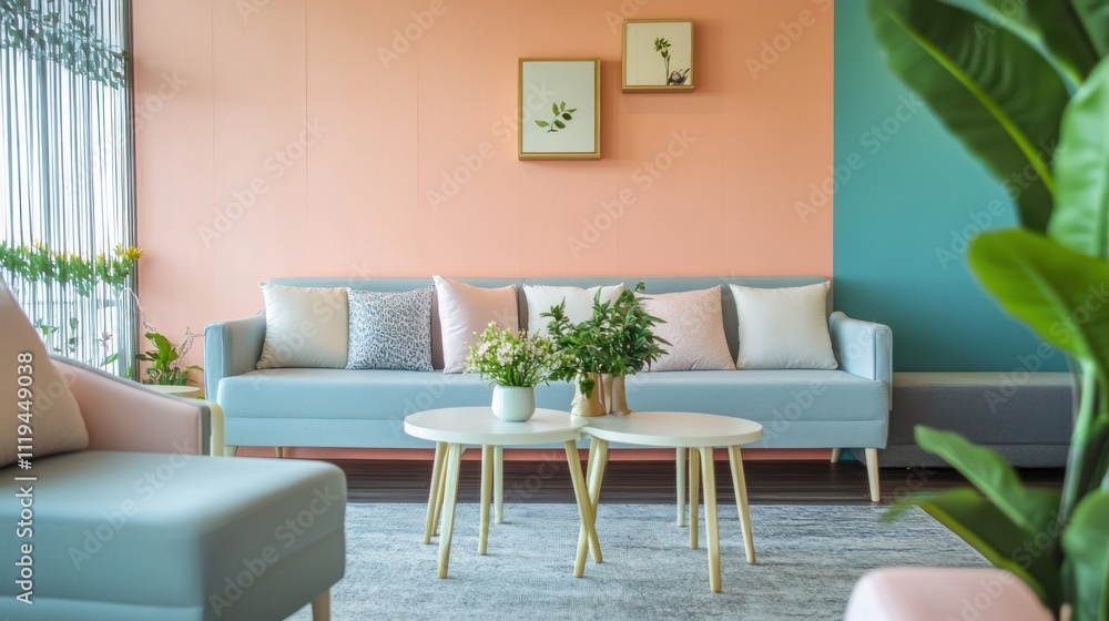 Modern Living Room Pastel Decor With Comfortable Sofa Modern Living Room Pastel Decor With Comfortable Sofa