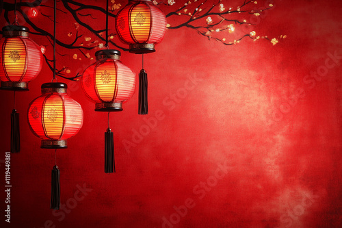 A festive invitation background image in red,Chinese new year. photo