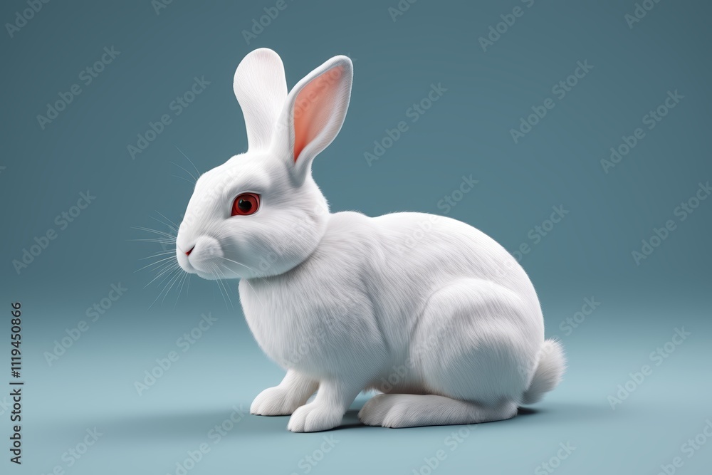 arafed white rabbit with red eyes sitting on a blue surface arafed white rabbit with red eyes sitting on a blue surface