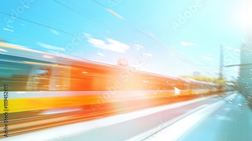 A High-Speed Train Blurred Motion: Capturing the Essence of Modern Transportation and Speed in a Vibrant Urban Setting