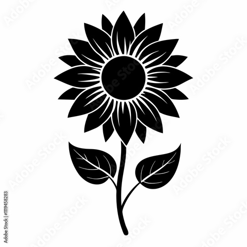 Sunflower Silhouette Vector Art Design