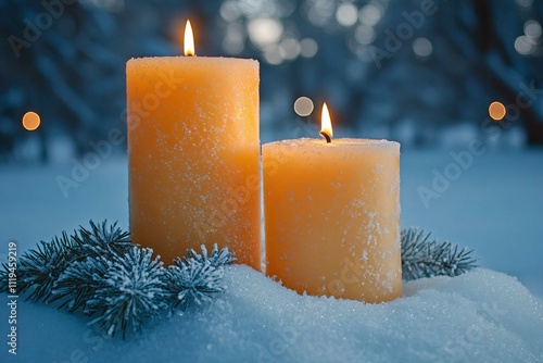 Snowy Candles in Winter Landscape Photography