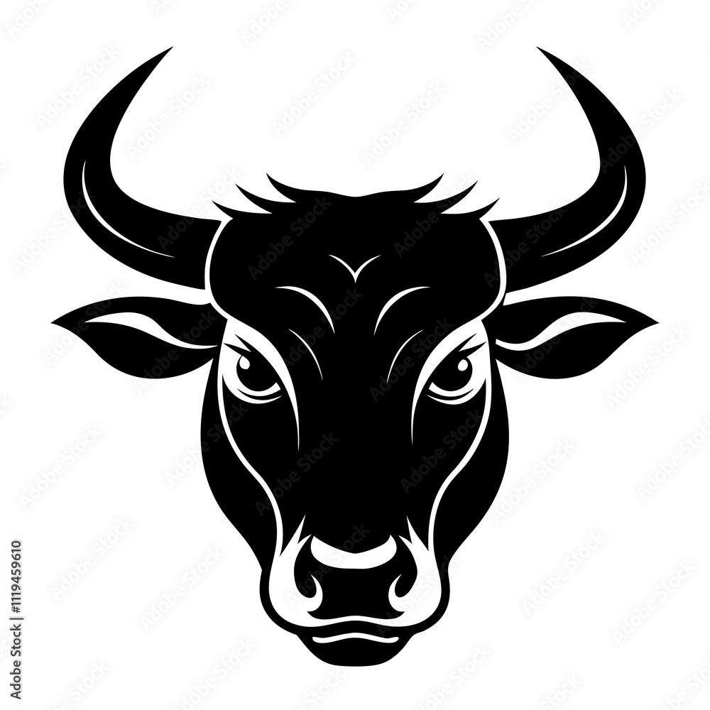 a silhouette bull head Vector