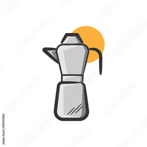 Simple mokapot illustration, Icon flat coffee making tool photo