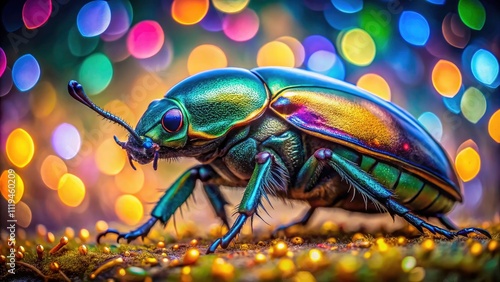 Stunning Heliotaurus Beetle in Bokeh Effect - Exploring the Beauty of Comb-Clawed Beetles from the Palearctic and Tropical Africa, Nature's Tiny Marvels in Focus with Soft Backgrounds photo