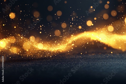 Golden Glitter Wave on Dark Background