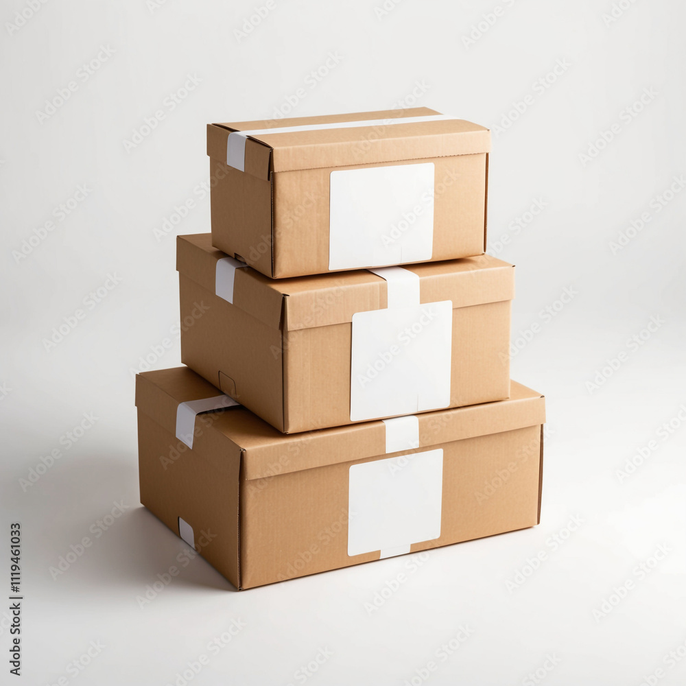 Obraz premium box package delivery cardboard carton stack.