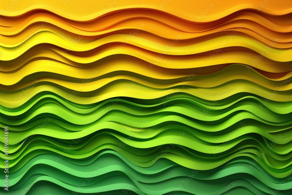 Fototapeta premium A colorful, wavy line drawing with green and yellow stripes