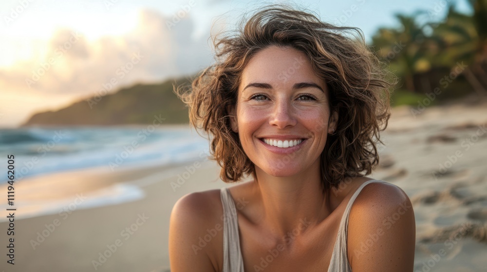 The Smiling Woman at Beach The Smiling Woman at Beach