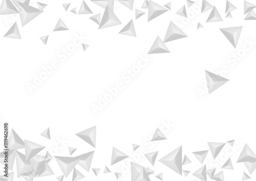 Gray Fractal Background White Vector. Crystal Creative Backdrop. Greyscale Effect Card. Element Realistic. Silver Origami Texture.