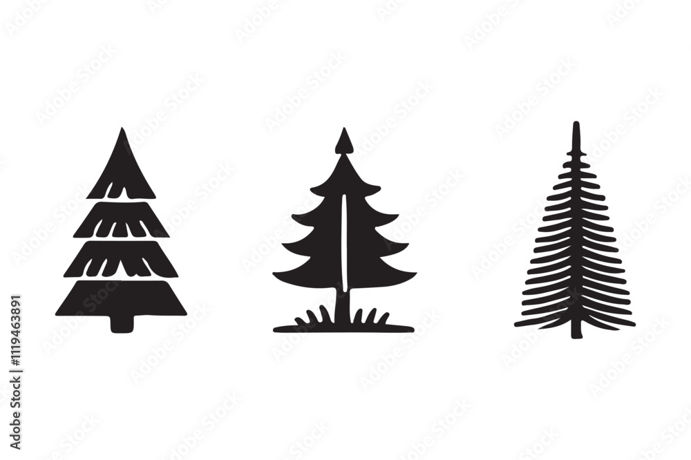 Obraz premium Tree logo icon and vector tree set illustration