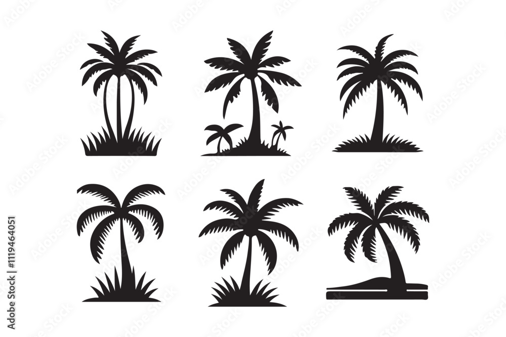 Fototapeta premium Palm Tree set Illustrations