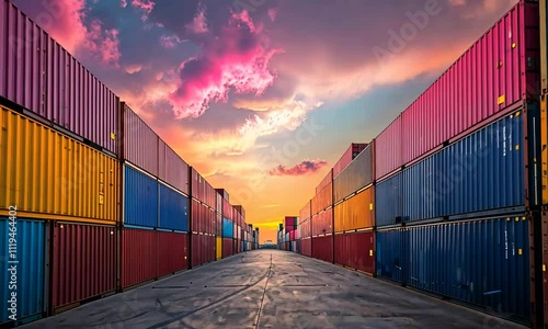 Wallpaper Mural Colorful shipping containers at sunset
 Torontodigital.ca