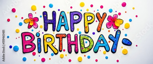 A colorful birthday sign with flowers and the words 