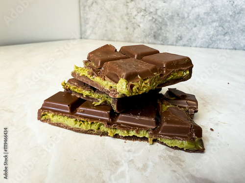 Dubai Chocolate bar with kadayif and pistachio