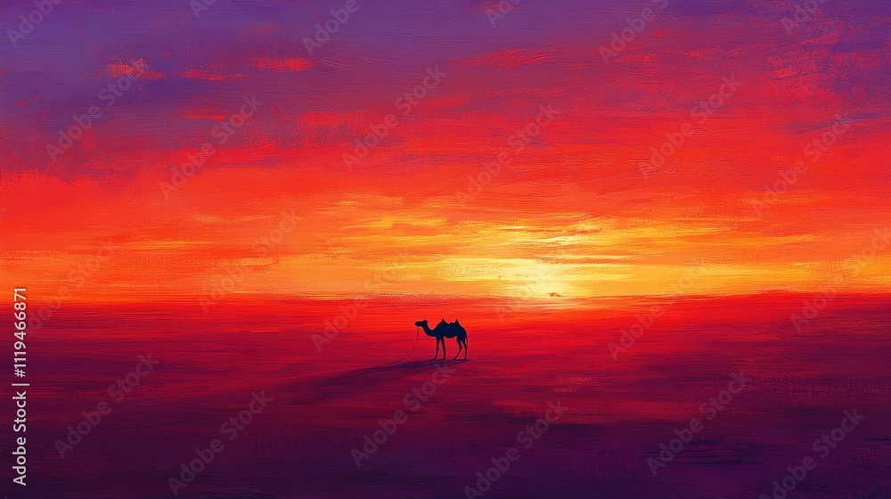 Fototapeta premium Golden Sands of the Desert Stretching Endlessly Towards Horizon